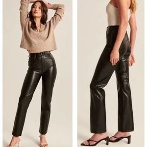 Abercrombie & Fitch 90s Straight Leg Faux Leather Pants